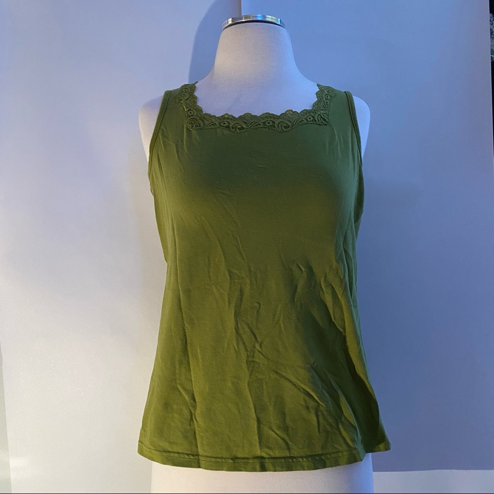 Christopher & Banks Green Lace Tank Top